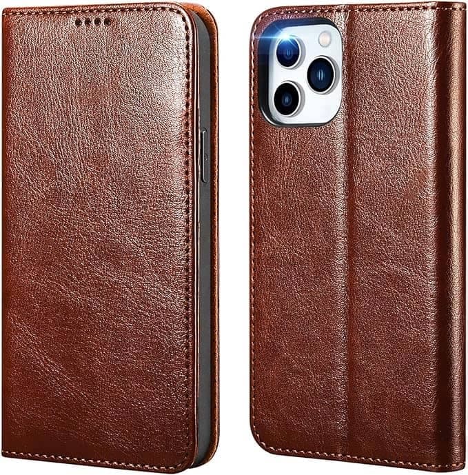 iPhone 14 Pro Max iCarer Classic Kunstleder Wallet Case braun - KJJS220804-BN