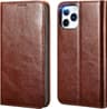 custodia per iPhone 14 Pro Max iCarer Classic in ecopelle marrone - KJJS220804-BN