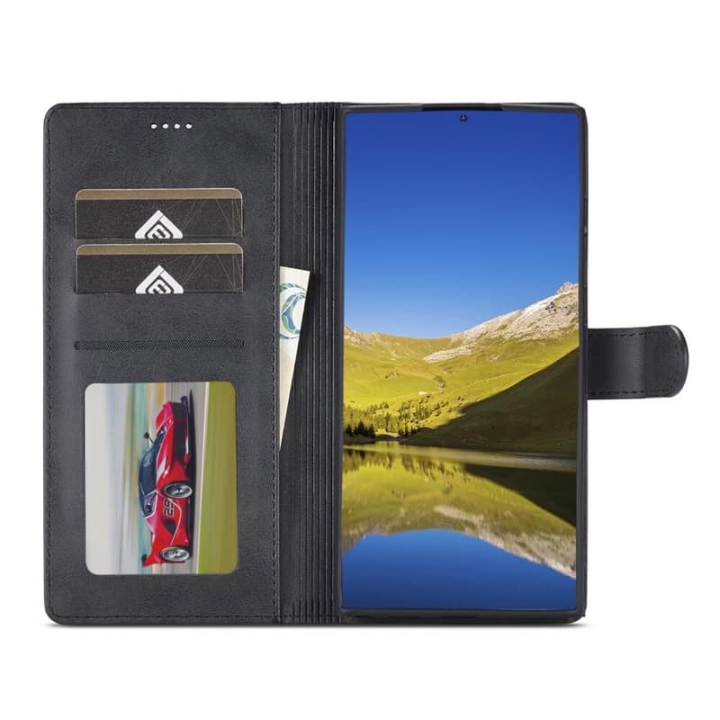 Samsung Galaxy S26 Ultra - LC.IMEEKE Custodia a portafoglio con 3 scomparti per carte e chiusura magnetica, nero – 2