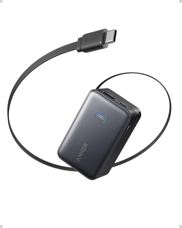 Anker - Nano Powerbank with integrated cable, 45W, 10000mAh, USB-C, black