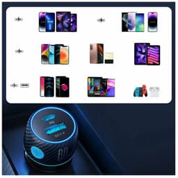 Joyroom - JR-CCN01 60W 1A+1C Multi-Color Car Charger with Light Button-Black – Bild 2