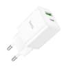 Hoco N28 PD20W + QC3.0 Dual USB-C & USB-A, Blanc