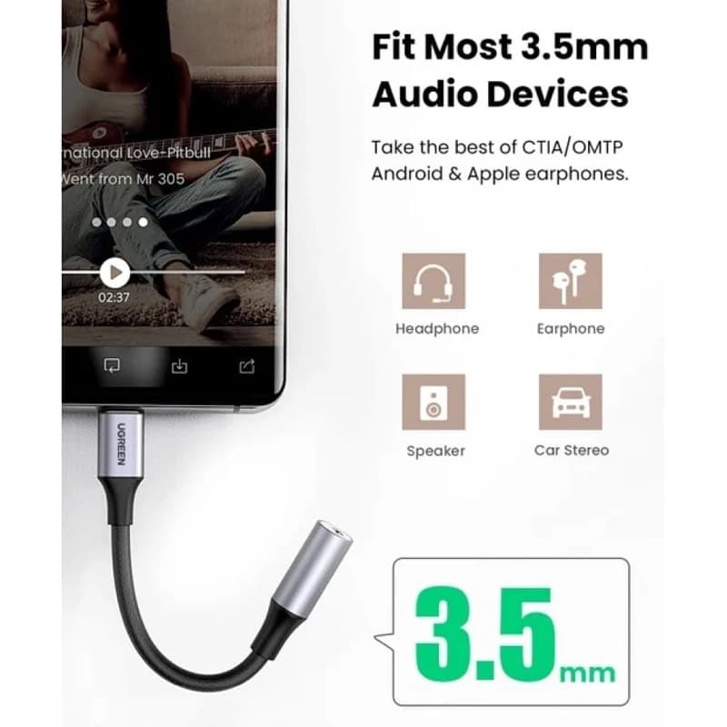 Ugreen – USB-C auf 3.5 mm DAC Kopfhöreradapter (AV161 / 80154), grau/schwarz – 4