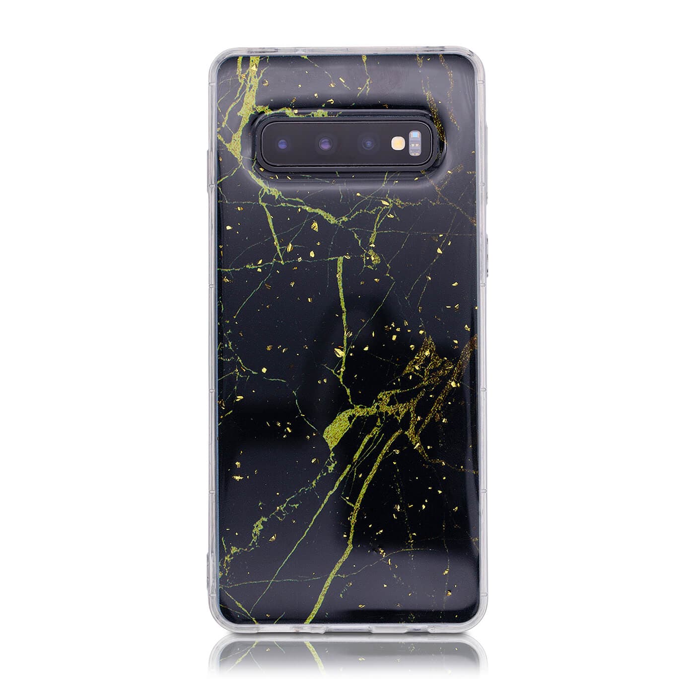 Samsung S10 marmo nero e scaglie d'oro