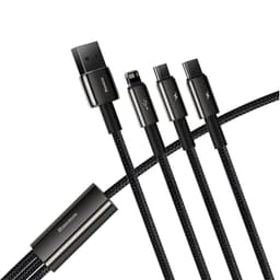 Baseus - Tungsten Gold - 3-in-1 fast charging cable USB to M+L+C, 3.5A 1.5m, Black (CAMLTWJ-01) – Bild 8