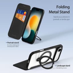 iPhone Air - DUX Ducis Skin X Pro Series Flip Case, custodie (fronte e retro), nero con MagStand – Bild 4