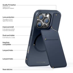 Dux Ducis - iPhone 16 - Rafi II Kickstand Mag Case mit MagSafe, RFID-blockierend, vertikaler Stand, Blau – Bild 6