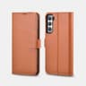 iCarer Samsung S22+ Custodia a libro in vera pelle marrone
