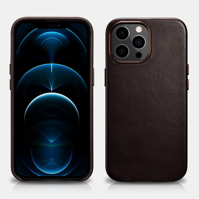 iPhone 13 Pro Max Oil Wax Premium Leder Magsafe Back Case Café WMI1304