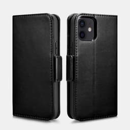 iPhone 12 Mini - iCarer Haixing Series Flipcase Echtleder Schwarz (WMI1212-BK) – Bild 1