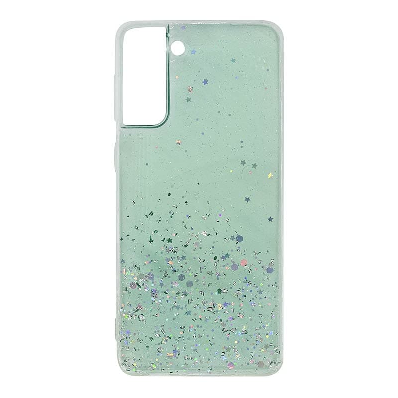 Samsung S21 più bling argento stelle verde caso