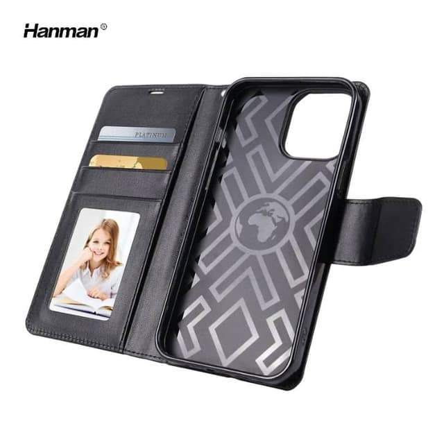Apple iPhone XR - Hanman Mill Flip Case avec 3 emplacements pour cartes, noir