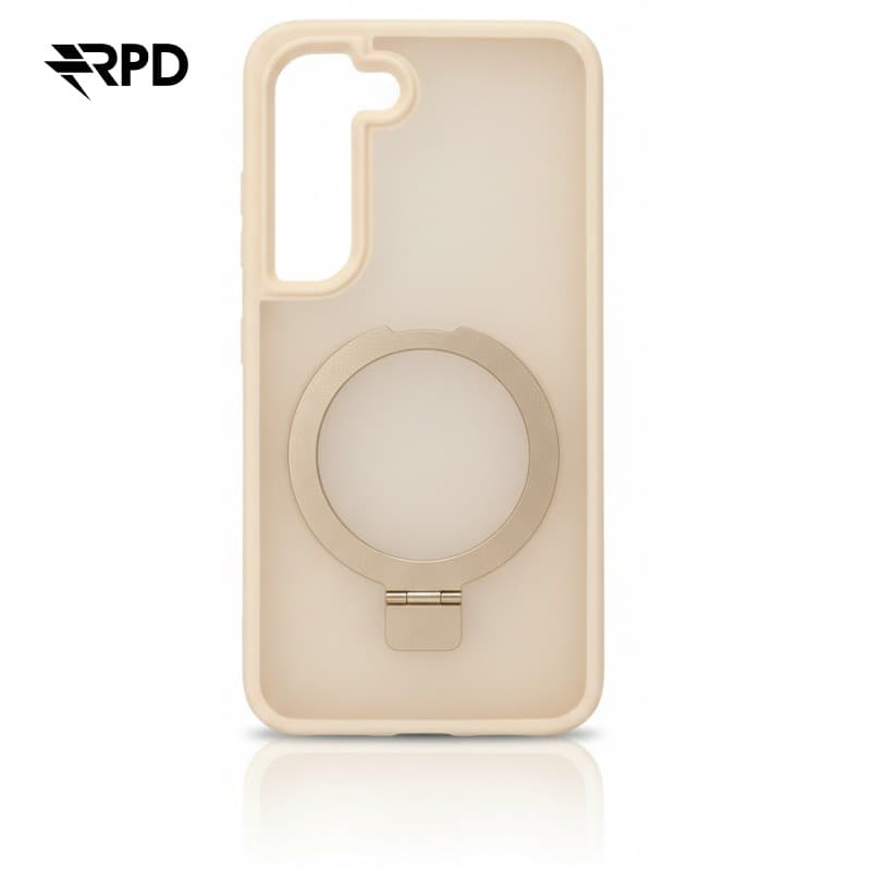 Samsung Galaxy S23 - Custodia MagSafe con anello, beige, robusta custodia posteriore in plastica