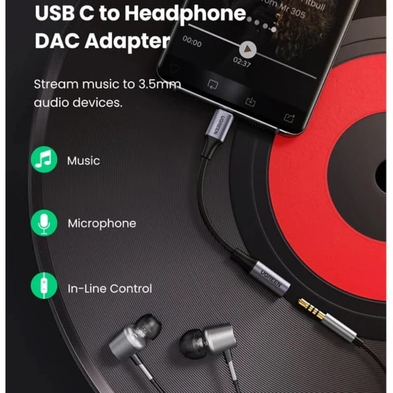 Ugreen – USB-C auf 3.5 mm DAC Kopfhöreradapter (AV161 / 80154), grau/schwarz – 2