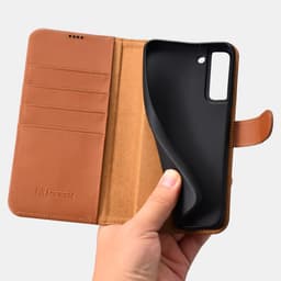 iCarer Samsung S22+ Custodia a libro in vera pelle marrone – Bild 7