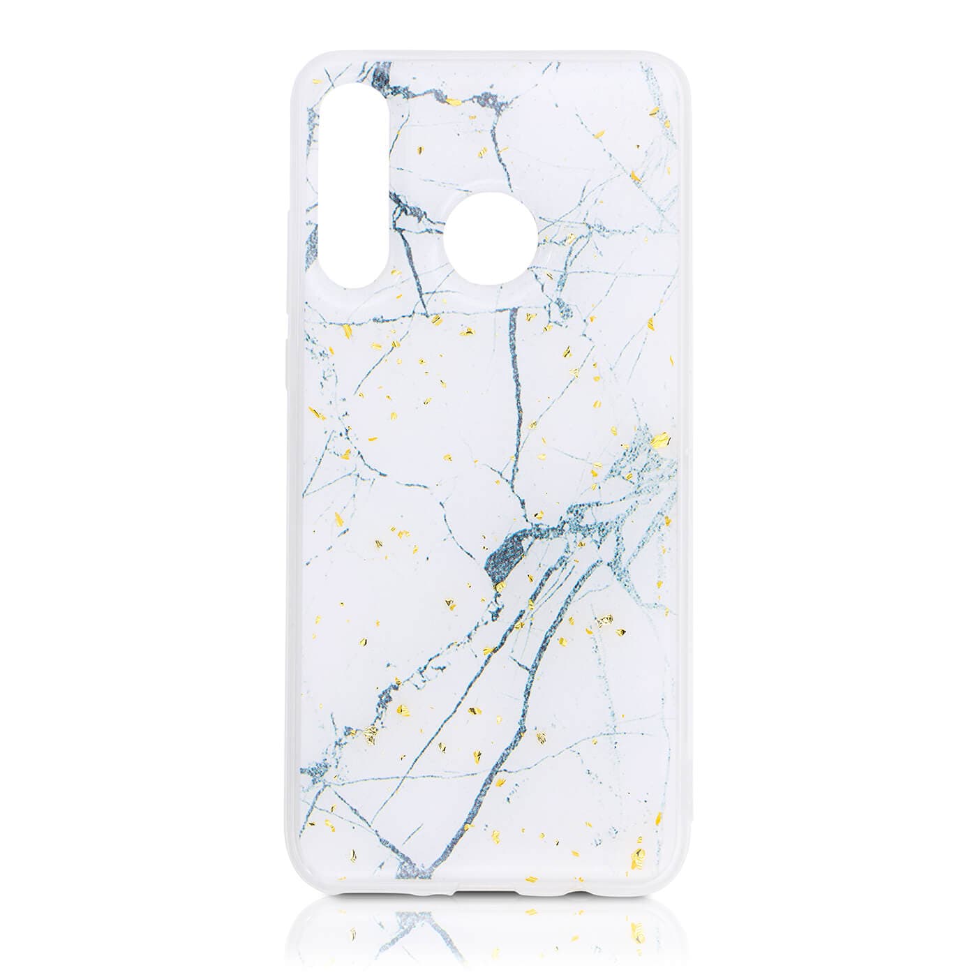 Huawei P30 Lite - White Marmor & Gold flakes