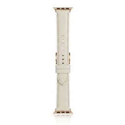 Apple Watch - Cinturino in pelle (44-49 mm) - Bianco con fibbia dorata – Bild 1
