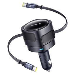 Baseus Enjoyment Max Car Charger - 60W Dual USB-C Retractable Cable, Rotatable Design - Black – Bild 3