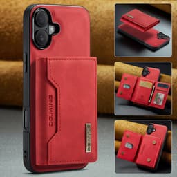 iPhone 13 Mini - DG.MING Back Case, aspect cuir, porte-cartes & fermeture magnétique, Housse de protection, Rouge – Bild 8