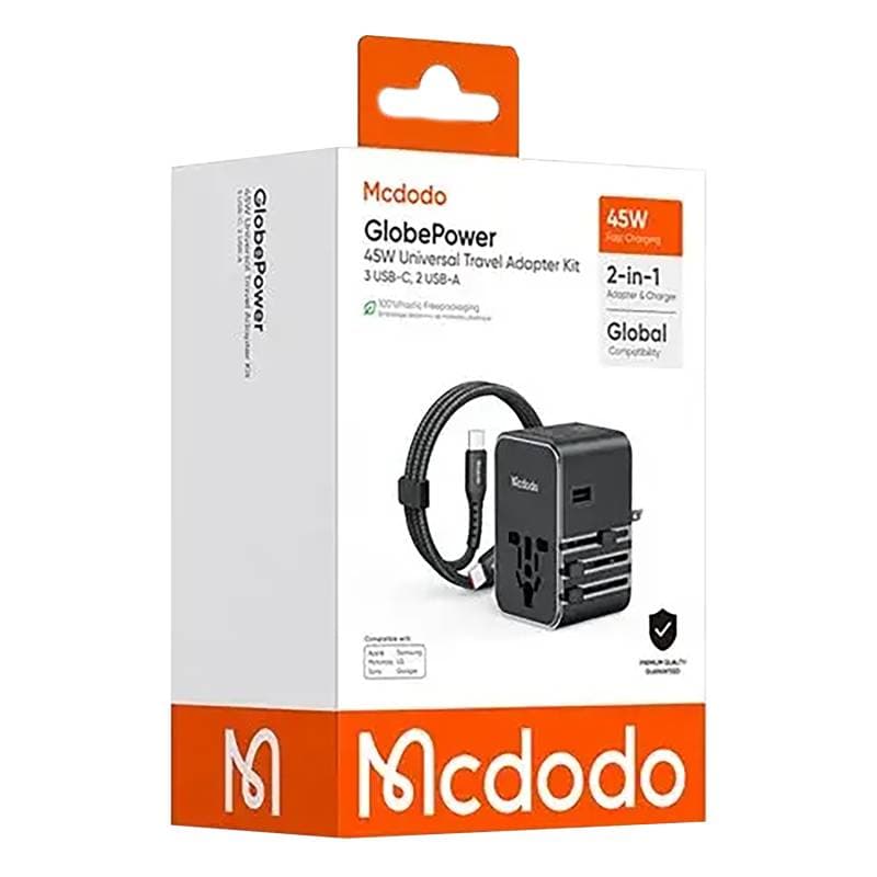 Mcdodo - Globepower 45W Universal Reiseadapter, 3 USB-C, 2 USB-A, Schwarz – 4