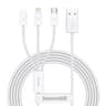 Baseus - Superior Serie - Schnellladekabel USB auf M+L+C, 3.5A 1.5m, Weiss (CAMLTYS-02)