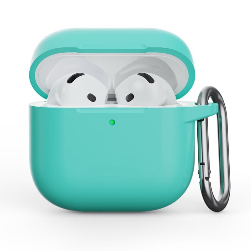 AirPods 4th Gen - Silicone case - Robust protection with carabiner, Mint Green (green)