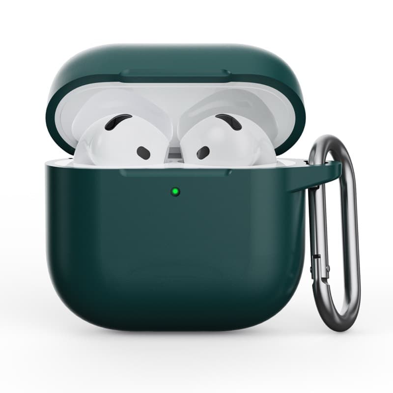AirPods 4th Gen - Silicone case - Robust protection with carabiner, dark green