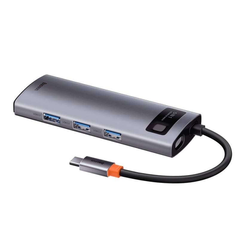 Baseus - Metal Gleam Series - 5-in-1 Multifunction Type-C HUB Docking Station, Gray (CAHUB-CX0G) – 4