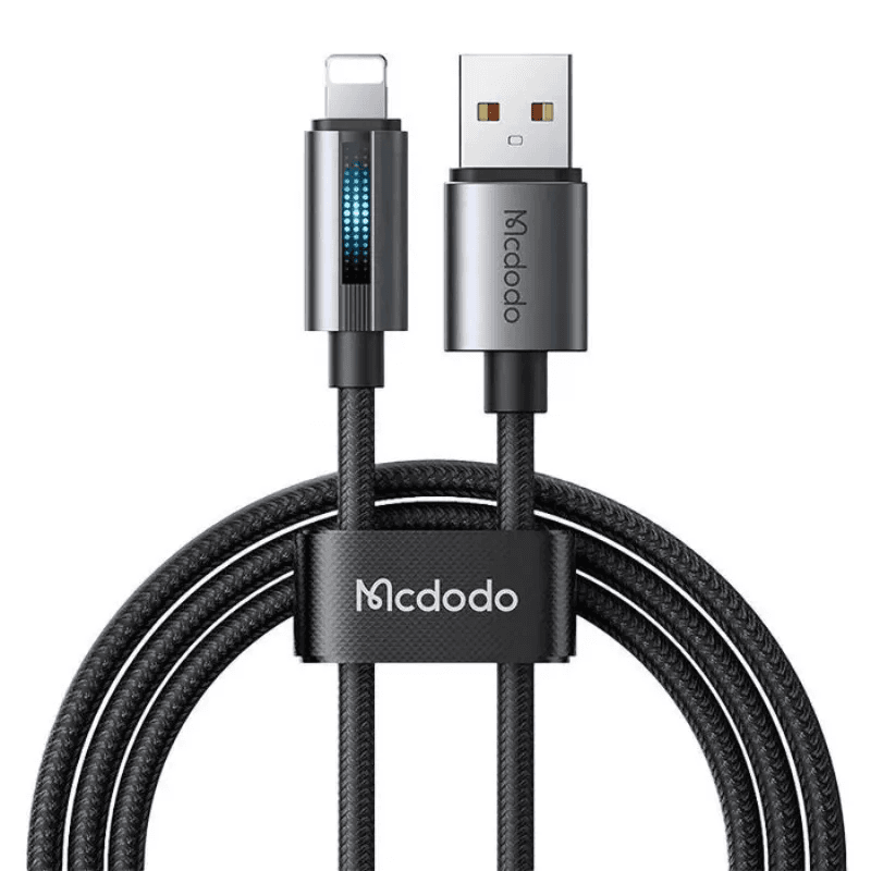McDodo -Câble de charge USB-A vers Lightning avec voyant de charge, 1.2m, noir