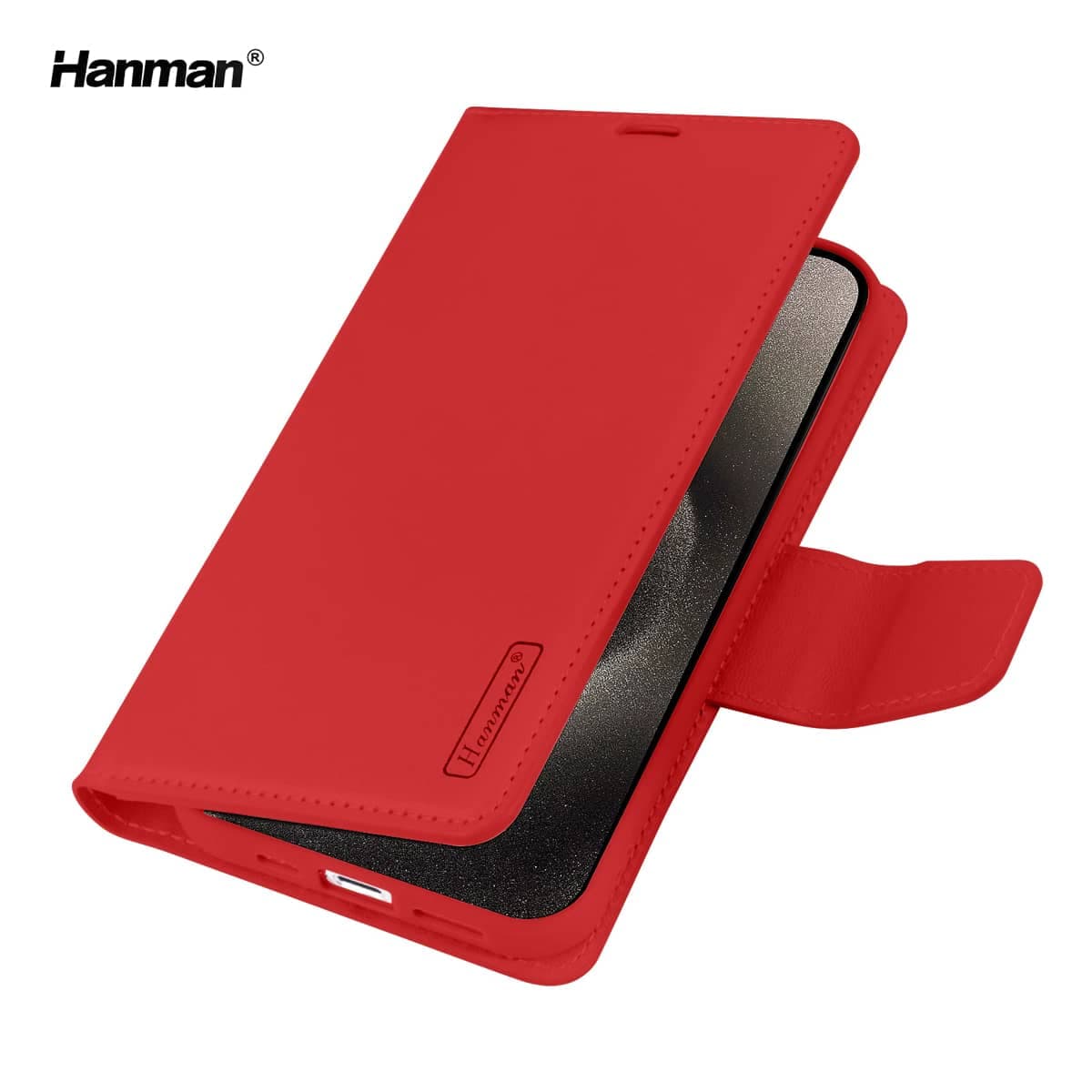 Apple iPhone 16 - Hanman Mill Flip Case mit 3 Kartenfächern, rot – 2