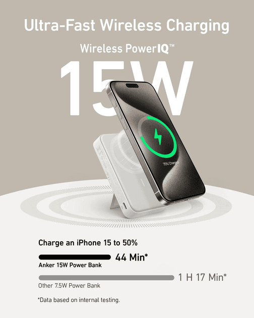 Anker A1654 P11 15W, Magsafe Kabellose Powerbank (MagGo), 10000mAh, Weiss – 3