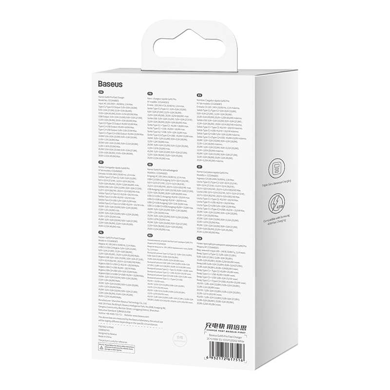 Baseus - GaN5 Pro - Schnellladegerät 2C+U, 65W EU, Weiss (CCGP120202) – 3