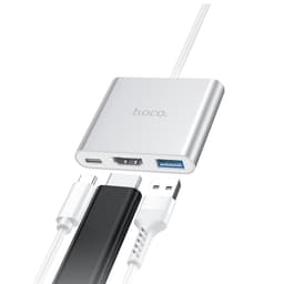 Hoco HB14 USB-C Adapter für USB | HDMI | USB-C Silver – Bild 2