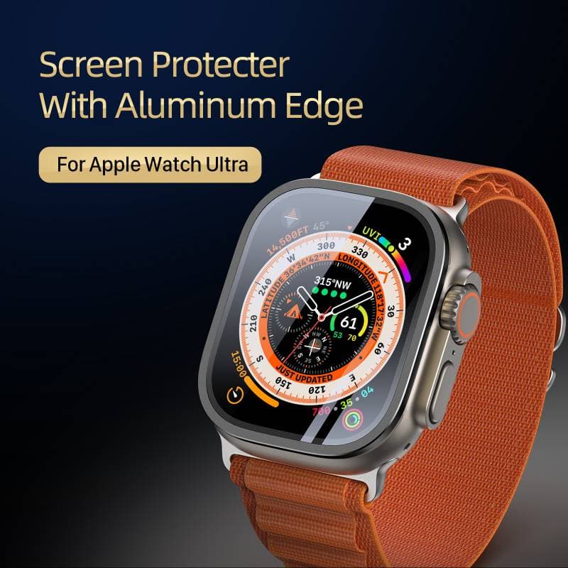 Apple Watch Ultra 1/2 49mm - DUX Displayschutzfolie aus gehärtetem Glas, 9H Kratzfest, schwarz – 3
