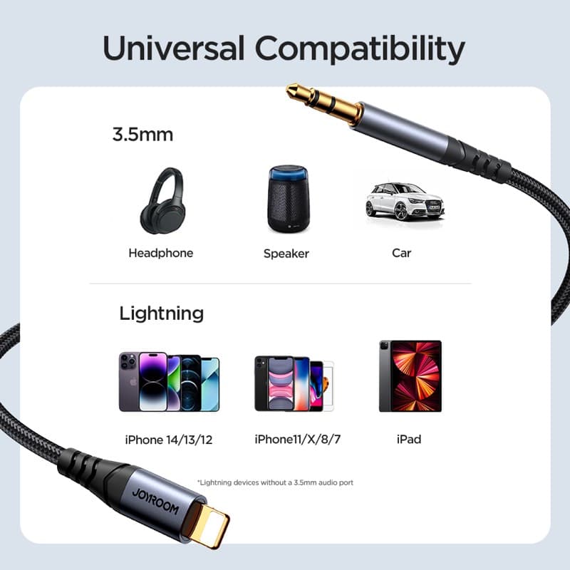 Joyroom - SY-A06 Audio-Transfer Serie AUX-Kabel (Lightning zu 3,5mm, 1,2m), Schwarz – 4