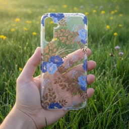 A15 - Blumenhülle mit goldenen Details und blauen Blumen. – Bild 2