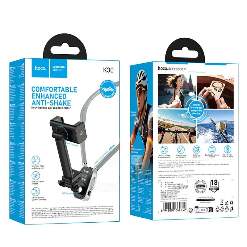Hoco Campo K30 supporto da collo con clip per telefono per formato ritratto/paesaggio, nero – 2