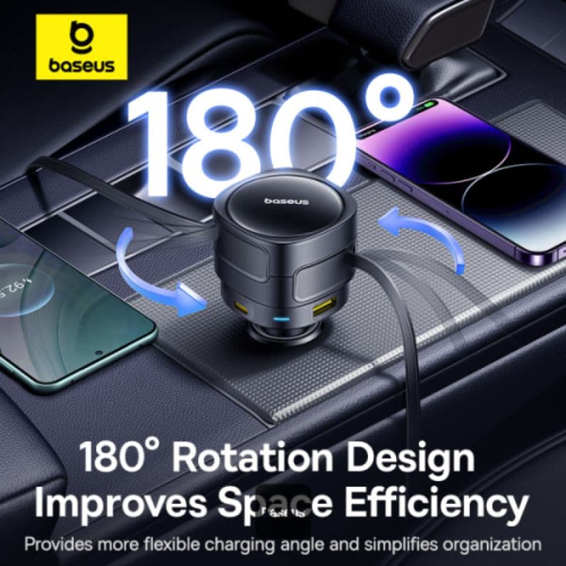 Caricabatterie per auto Baseus Enjoyment Max - 90W dual USB-C to Lightning, nero – 4