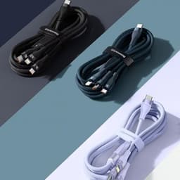 Baseus Flash Series Ⅱ One-for-three Fast Charging Cable USB to M+L+C 100W 1.5m noir (CASS030001) – Bild 7