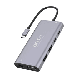 UC301- Onten 12-in-1 4k 30Hz Usb-C vers {PD 3.0} {Usb-C} {3.5mm Jack} {HDTV{4k 30Hz} {VGA 1080 P} {USB 3.0 X 3} Slots pour cartes SD/TF} – Bild 1