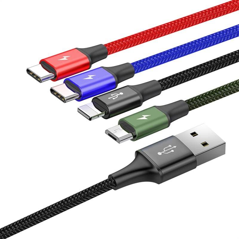 Baseus - 4-in-1 Schnellladekabel für iP+Type-C(2)+Micro, 3.5A 1.2m, Schwarz (CA1T4-B01) – 2