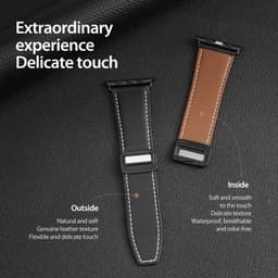 Apple Watch - DUX Gadget Series Bracelet de poignet en cuir véritable (42MM-49MM), version YA, Noir – Bild 7