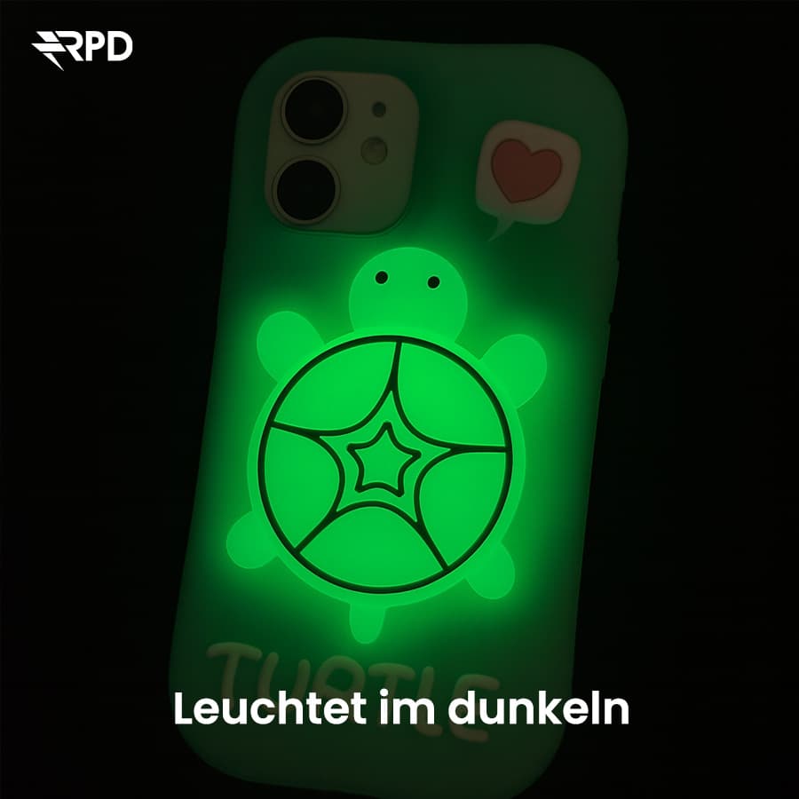 iPhone 16 - Niedliche 3D Schildkröten-Hülle mit Glow-Effekt & Standfunktion – 4