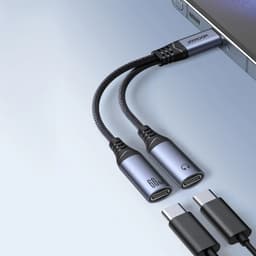 Joyroom - SY-C03 2-in-1 Audio Adapter (Type-C zu 2x Type-C), 60W, Schwarz – Bild 2