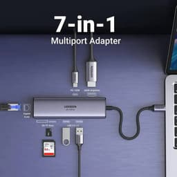 Ugreen - Hub USB-C 7-in-1 con HDMI, LAN e PD (CM512 / 60515), grigio/nero – Bild 5