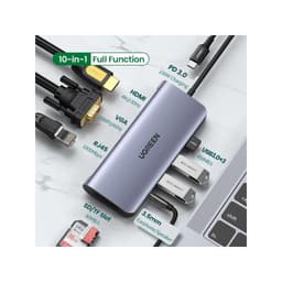 Ugreen – USB-C Hub 10-in-1 mit Audio, HDMI, VGA, LAN, SD/TF & PD (CM179 / 80133), grau/schwarz – Bild 7