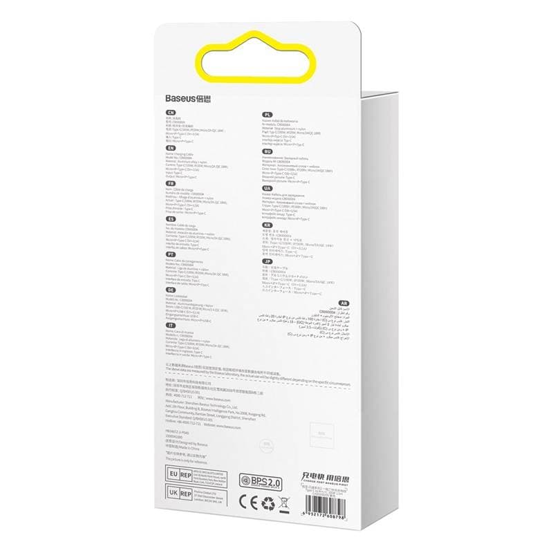 Baseus Flash Serie Ⅱ 3-in-1 Schnellladekabel Typ-C zu M+L+C 100W 1.5m lila (CASS030205) – 3