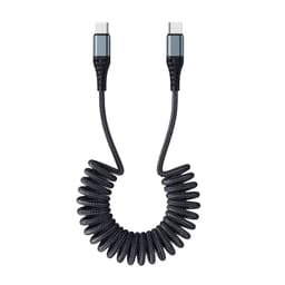 ROCK PD 60W Cavo a molla da USB-C a USB-C 150 cm - Cavo di ricarica rapida e dati, nero – Bild 1
