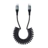 ROCK PD 60W Cavo a molla da USB-C a USB-C 150 cm - Cavo di ricarica rapida e dati, nero