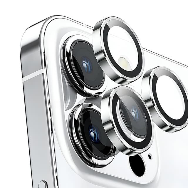 iPhone 15 Pro / 15 Pro Max - Tempered Glass Rear Camera - silver single